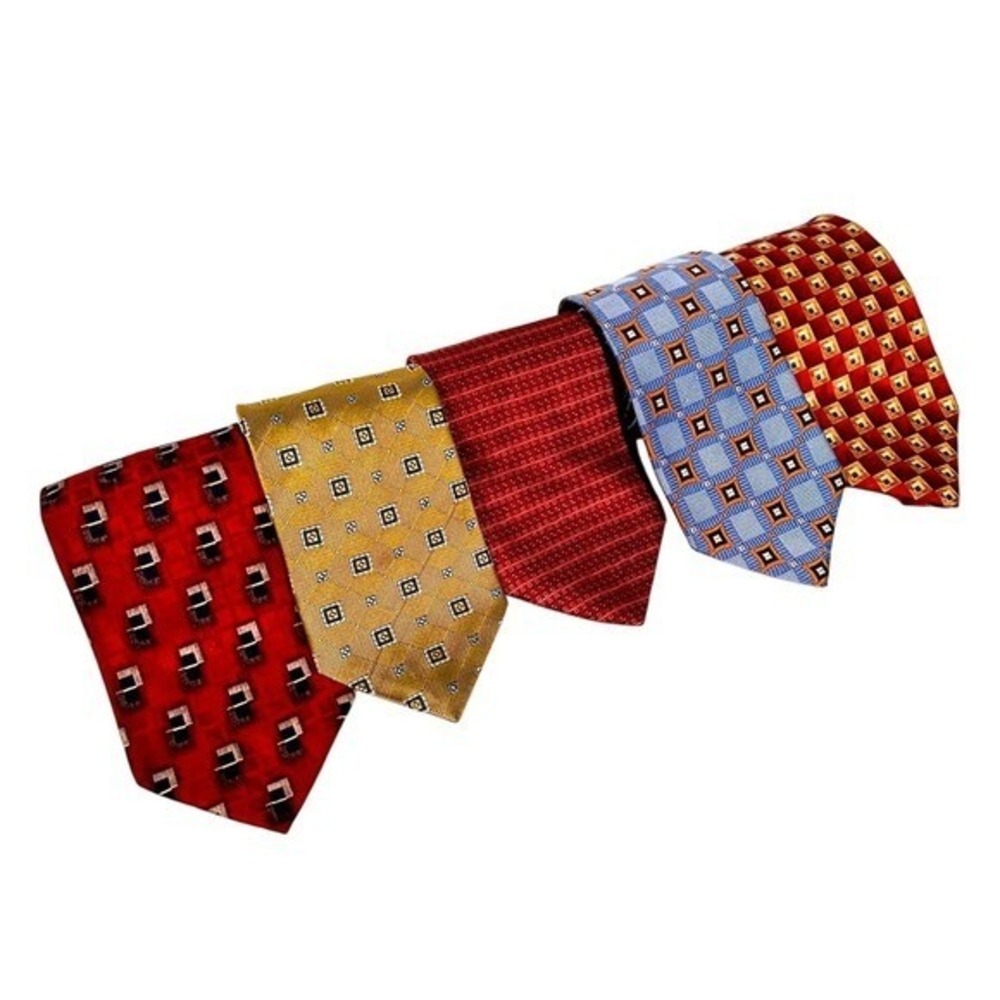 Jos. A.‎ Bank Lot of 5 Silk Ties Men's Red Gold Blue Business Academia Career